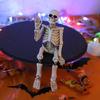 Swing Leg Skeleton Figurine Sitting Skull Resin Statue Sculpture Home Office Desktop Garden Decoration Ornament Halloween Birthday Gift