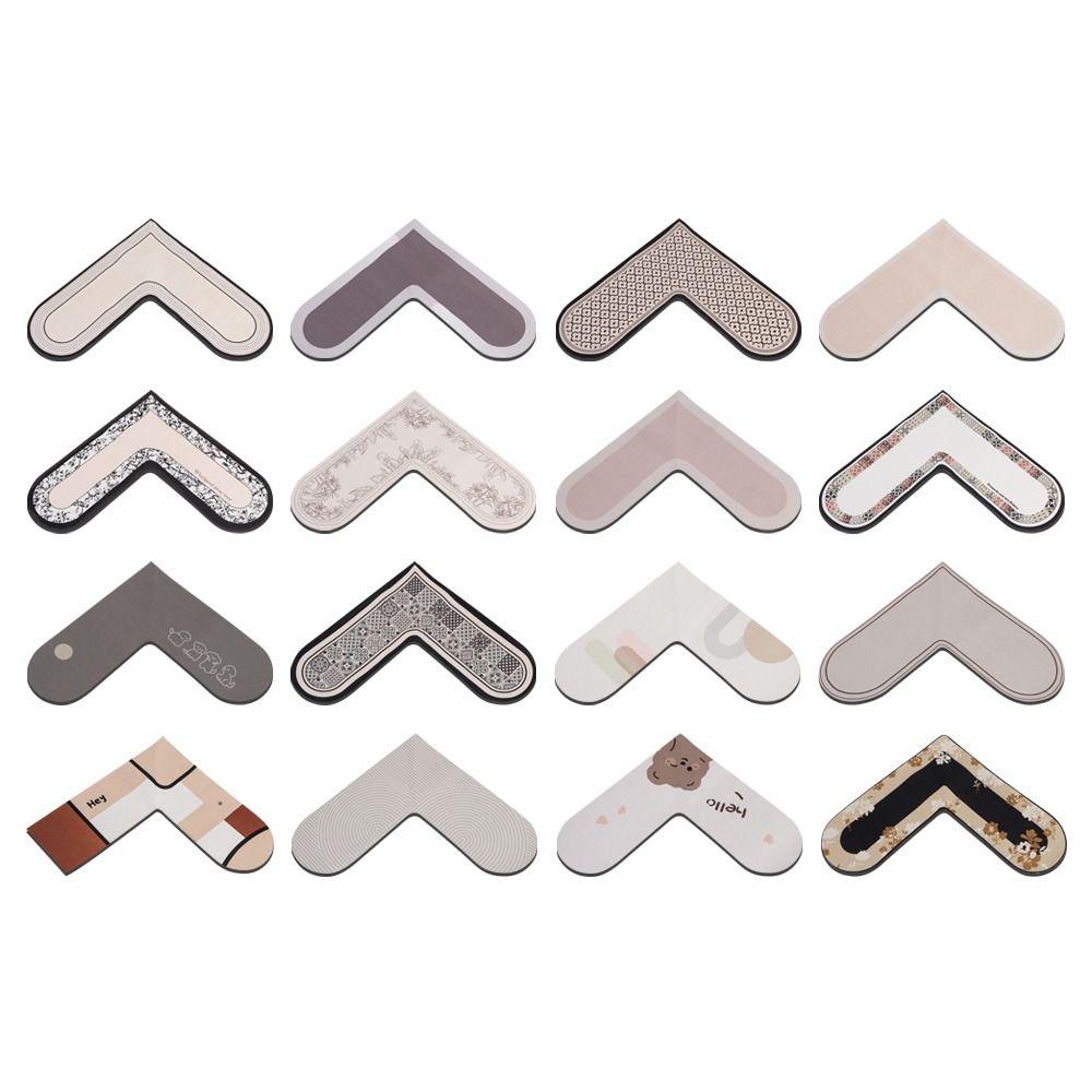 60*60cm Kitchen Carpet L-Shape Oil-Proof Anti-Slip Floor Mat Soft Wipable Surface Waterproof Doormat Home Decoration