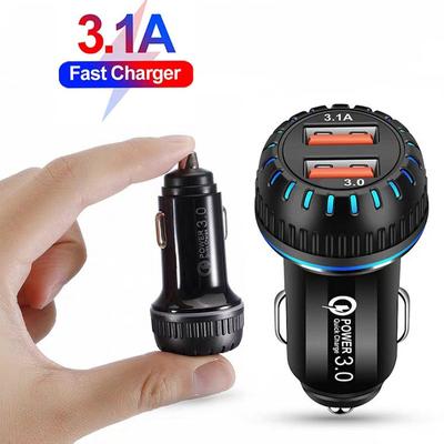 Автомобильное зарядное устройство с двумя портами USB Quick QC3.0 5V 3.1A, быстрое зарядное устройство для мобильного телефона, прикуриватель для Samsung Huawei Xiaomi Iphone