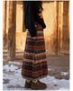 Женская флисовая юбка-фонарик в этническом стиле Fair Isle для осени/зимы