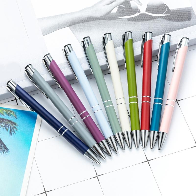 6 Pcs 1.0mm Ballpoint Pen Smooth Writing Pen Black Ink Stationery Pen Metal Retractable Ballpoint Pen for School