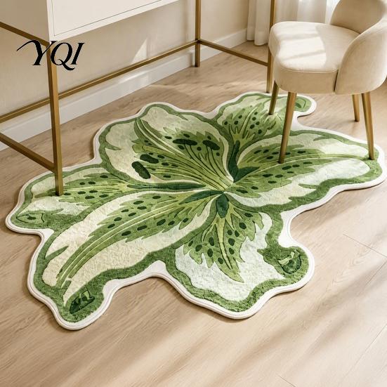 Quick Drying Door Mat Lily Shape Floor Mat, Absorbent Velvet Rug for Bathroom And Entrance, Non-slip Decorative Entrance Flower Bedroom Dressing