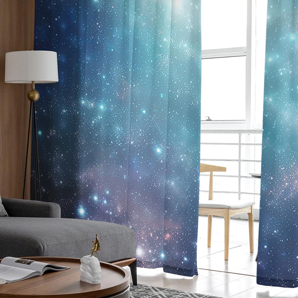 Звездное небо, галактика, звездные шторы для гостиной, спальни, кухни, шифоновое прозрачное оконное оформление
