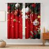 2pcs Christmas Ball Door Curtains , Art Deco Washable Polyester Panels With Tie Back, Festive Red Bedroom Doorway Drapes