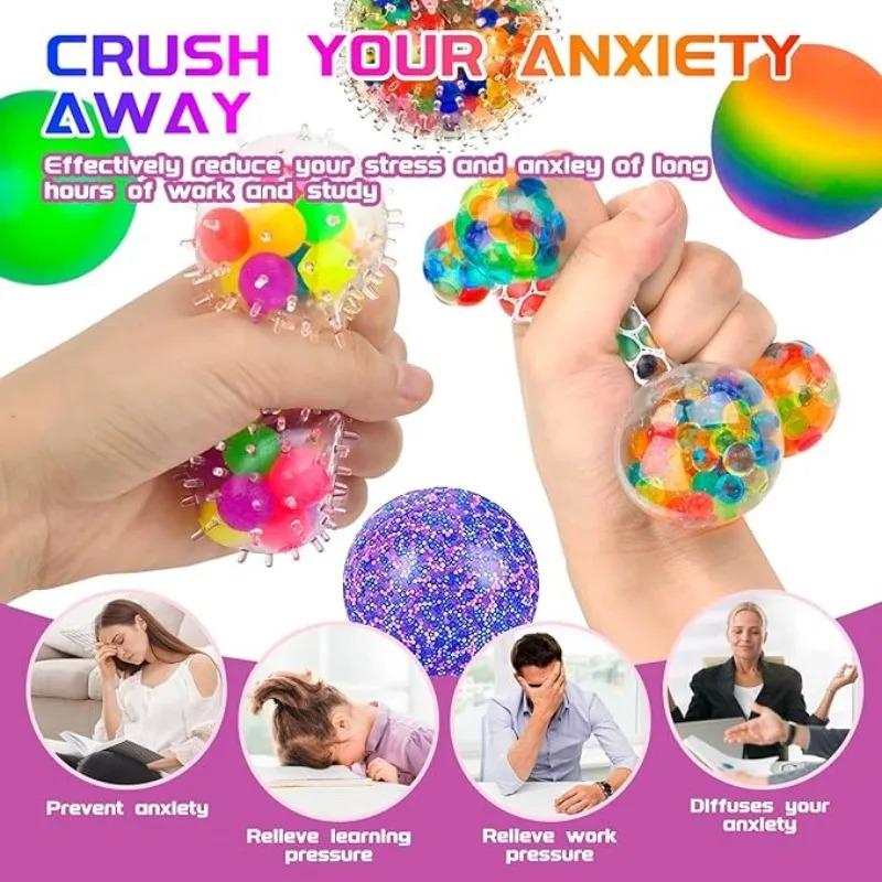 6PCS Mini Squishy Stress Balls Set Rainbow Squeeze Ball EDC Toy Sensory Fidget Toy Durable Non-Toxic Squeeze Balls Relief Stress