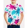 3D Tie-Dye Rainbow Print Kids' T-shirt Summer Fashion Casual Crew Neck Short-Sleeve Top for Boys & Girls