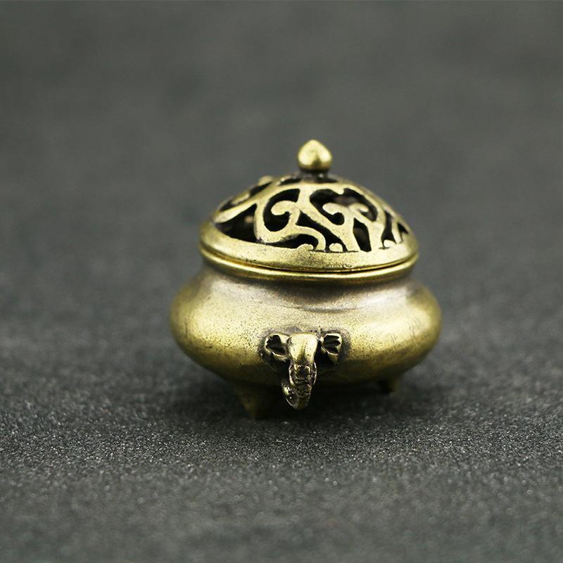 Lucky Home Decoration for Incense Gold Copper Disc Censer Brass Incense Burner Incense Seat Indoor Household Decoration Desktop