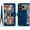 For iPhone 17 Pro Max Case PU Leather Floral Phone Cover with Card Slots