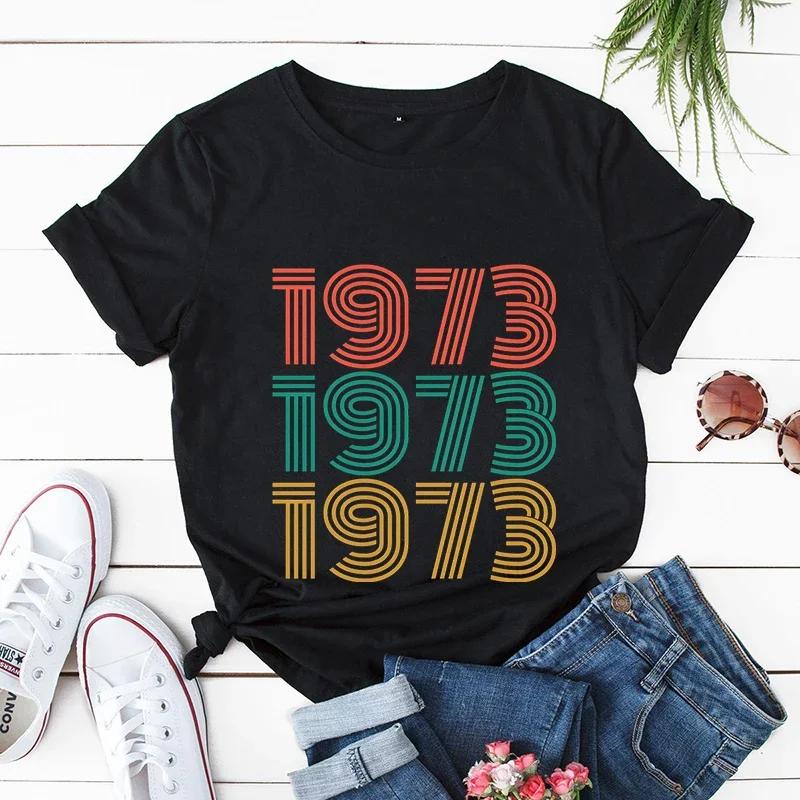 Vintage 1981 Print Unisex T Shirts Short Sleeve Unisex Tshirts Ladies Tee Shirt Tops 1973195719581961 Clothes Camisetas Mujer