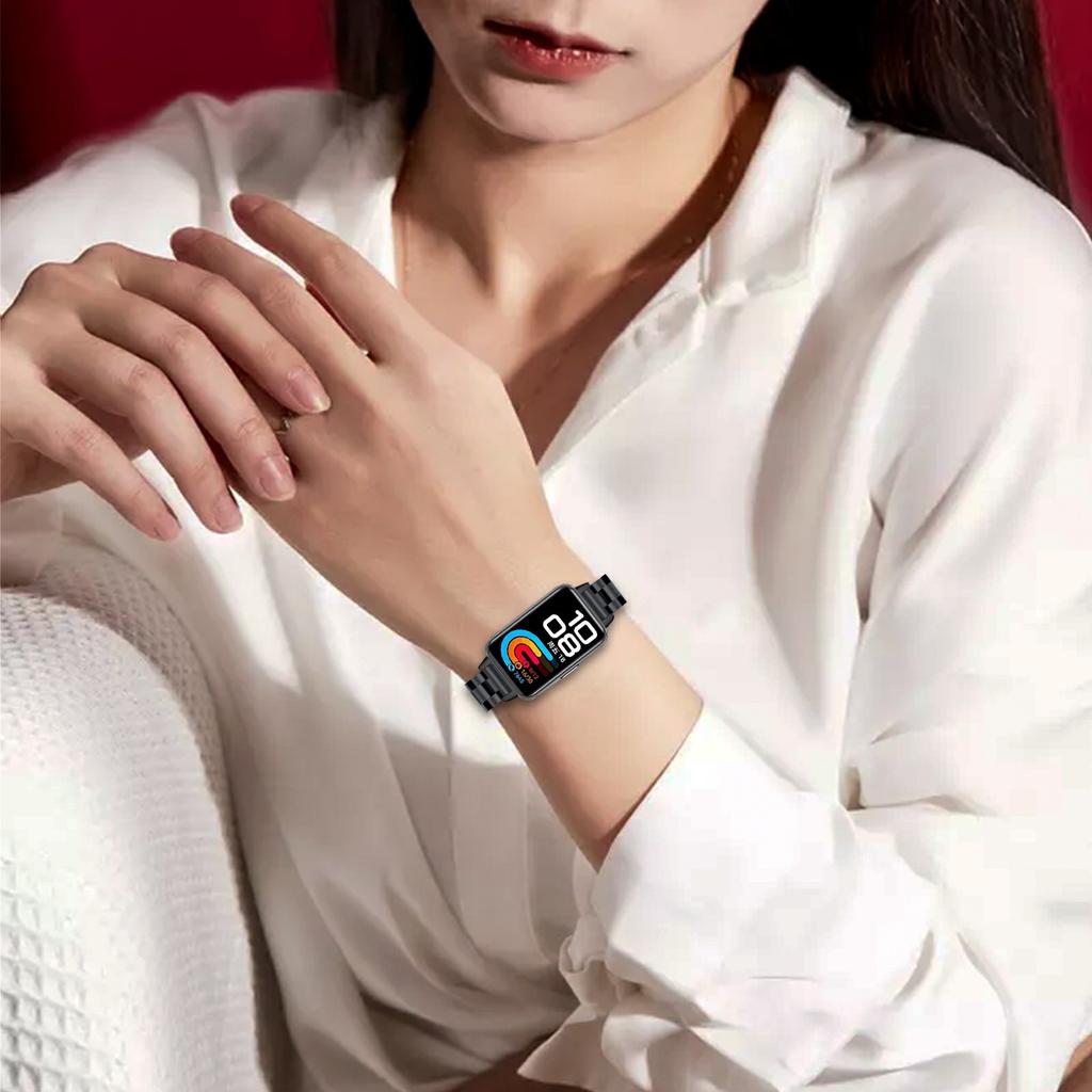 Черный ремешок для Huawei Band 10/9/8, металлический ремешок из нержавеющей стали с 3 звеньями