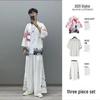 Men's Chinese Style Ice Silk Taoist Robe: Trendy Three-Piece Hanfu Tang Suit for Summer