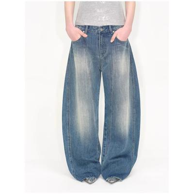 Джинсы JYL Унисекс Bootcut Кросс-бордер Мешковатые Молния Нейтральные Стерео Банан Деним