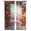 Castle Mountain Leaves Sky Tulle Curtains Balcony Room Fashion Printed Sheer Curtain Living Room Window Modern Decor