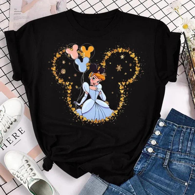 Mulan Princess Print T-shirt Mickey Casual Fashion Short Sleeve T Shirt Streetwear Tshirt Y2k Clothes Tops Unisex