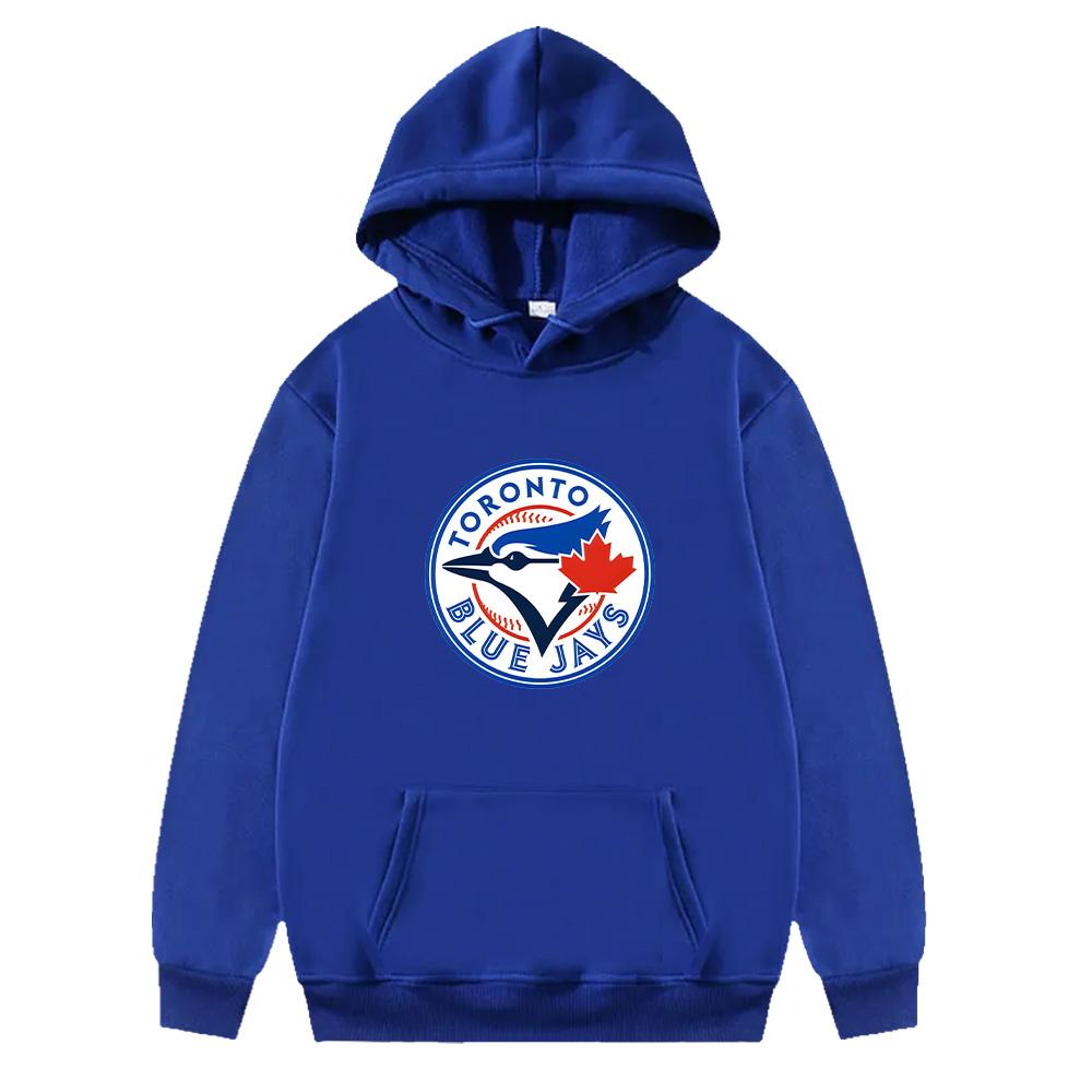 Худи с логотипом бейсбольной команды Toronto Blue Jays Модные свитшоты Осень Зима Худи-пуловер Свободные Одежда в стиле High Street Спортивная одежда