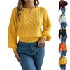 Women's Fashion Solid Color Cable-knit Long-sleeved Waist Pullover Sweater