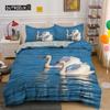 Swan Duvet Cover King Queen Beautiful Elegant White Animal Bedding Set Kid Teens Adults Wildlife Lake Soft Polyester Quilt Cover