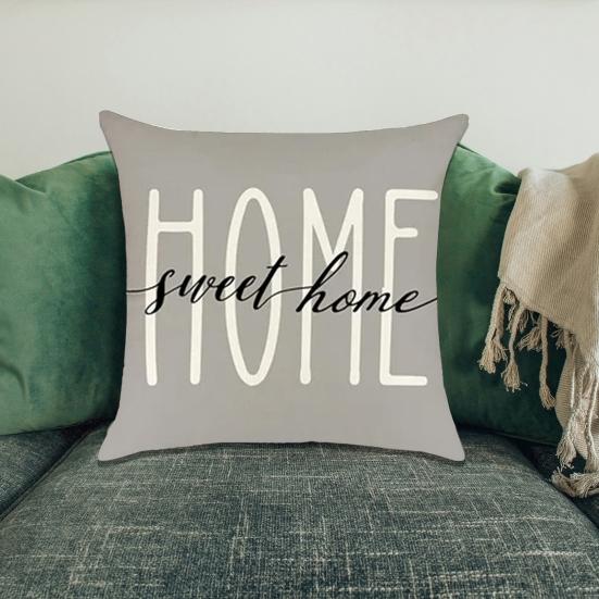 45x45CM Square Pillow Case Natural Plant Fashion Letter Print Modern Zipper Linen