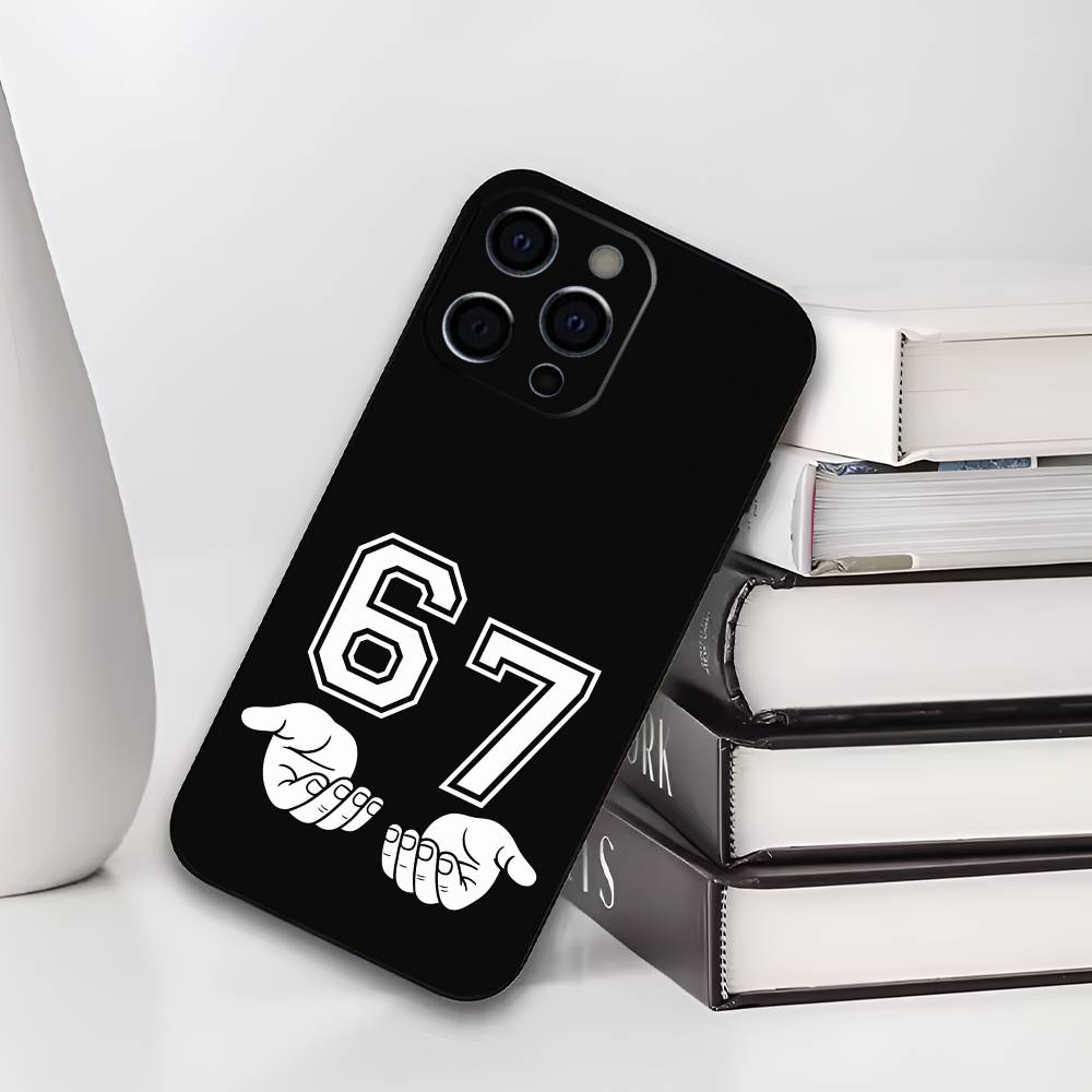 Чехол для телефона Six-Seven 67 для iPhone 17,16,15,14,13,12,11 Plus,Pro Max,XS, Мягкий силиконовый черный чехол