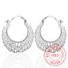 925 Silver Weave Hollow Moon Hoop Earring For Women Fashion Silver Jewelry