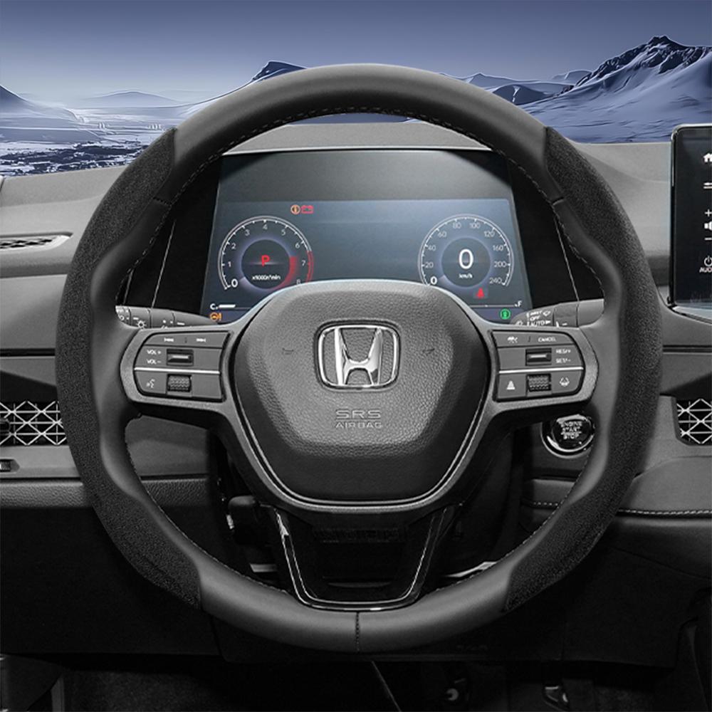Подходит для Honda Спортивная крышка рулевого колеса из замши с раздельной защелкой для Cr-V Civic Hr-V Zr-V Vezel City Amaze Fit Jazz Accord