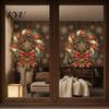 Home Festive Embellishments Christmas Wreath Window Cling, Snowflake Bell Static Glass Decals for No Glue Films Storefront Door, Reusable Decor