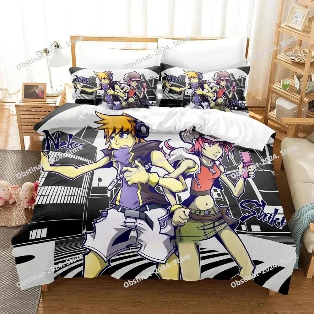 3D Аниме The World Ends with You Нэку Сакураба Комплект постельного белья Печатное одеяло Пододеяльник Наволочка 3 предмета Комплект Детский Взрослый Размер