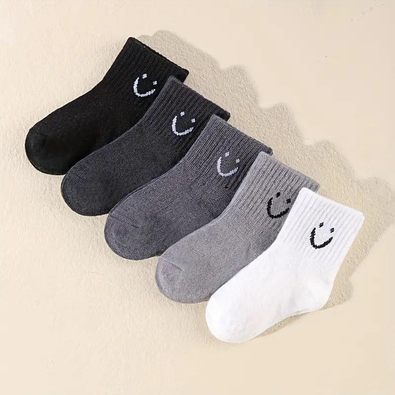 5 Pairs Baby Socks Cute Funny Face Emoticons Pattern Comfortable Kids Boys Girls Socks