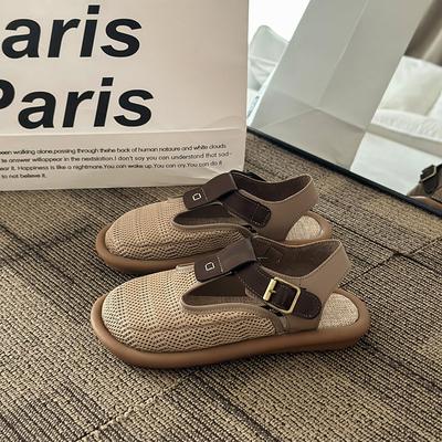 2024 Новый летний стиль, модные и универсальные, на мягкой подошве, удобные и дышащие, модные сетчатые сандалии с загнутым носком для женщин