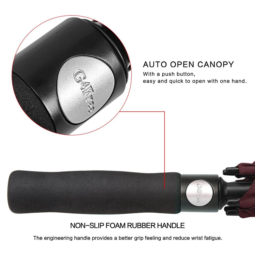 G4Free Auto Golf Umbrella Extra Large Extra Large Double Canopy Breathable Windproof Waterproof Stick Umbrella 47/54/62/68inch Open/Close