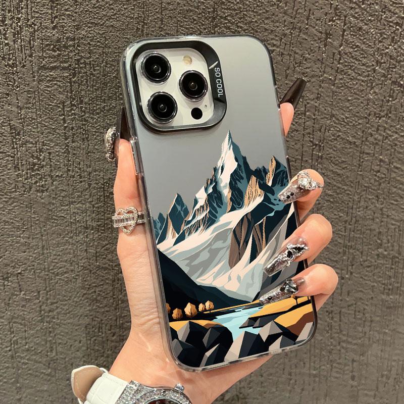 Чехол для телефона с горным пейзажем, вид на вершину, для iPhone 15 Pro Max 14 13 12 11 Pro Max Mini 15 14 Plus, противоударный, лазерная задняя крышка