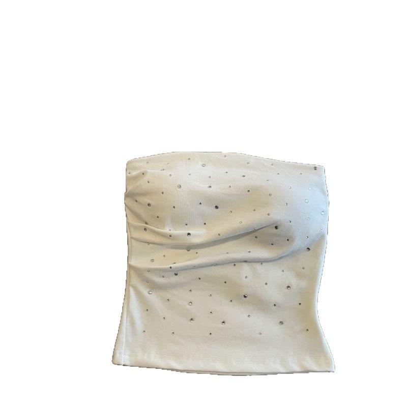 Горячий стразовый облегающий бандажный топ-майка - Женская летняя одежда для дома и улицы