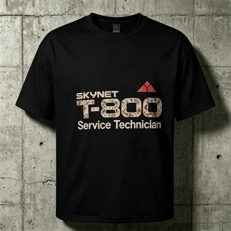 2026 patterned printed shortsleeved tee SKYNET Terminator T800 Service Technician T Shirt Cotton fashionable casual top