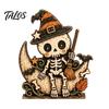 Водонепроницаемые ornaments из массива дерева Хэллоуин Ретро Тыква Колдунья Кошка Призрак Фигурки на Основании в виде Полумесяца, Жуткие Винтажные Осенние Праздничные Принадлежности