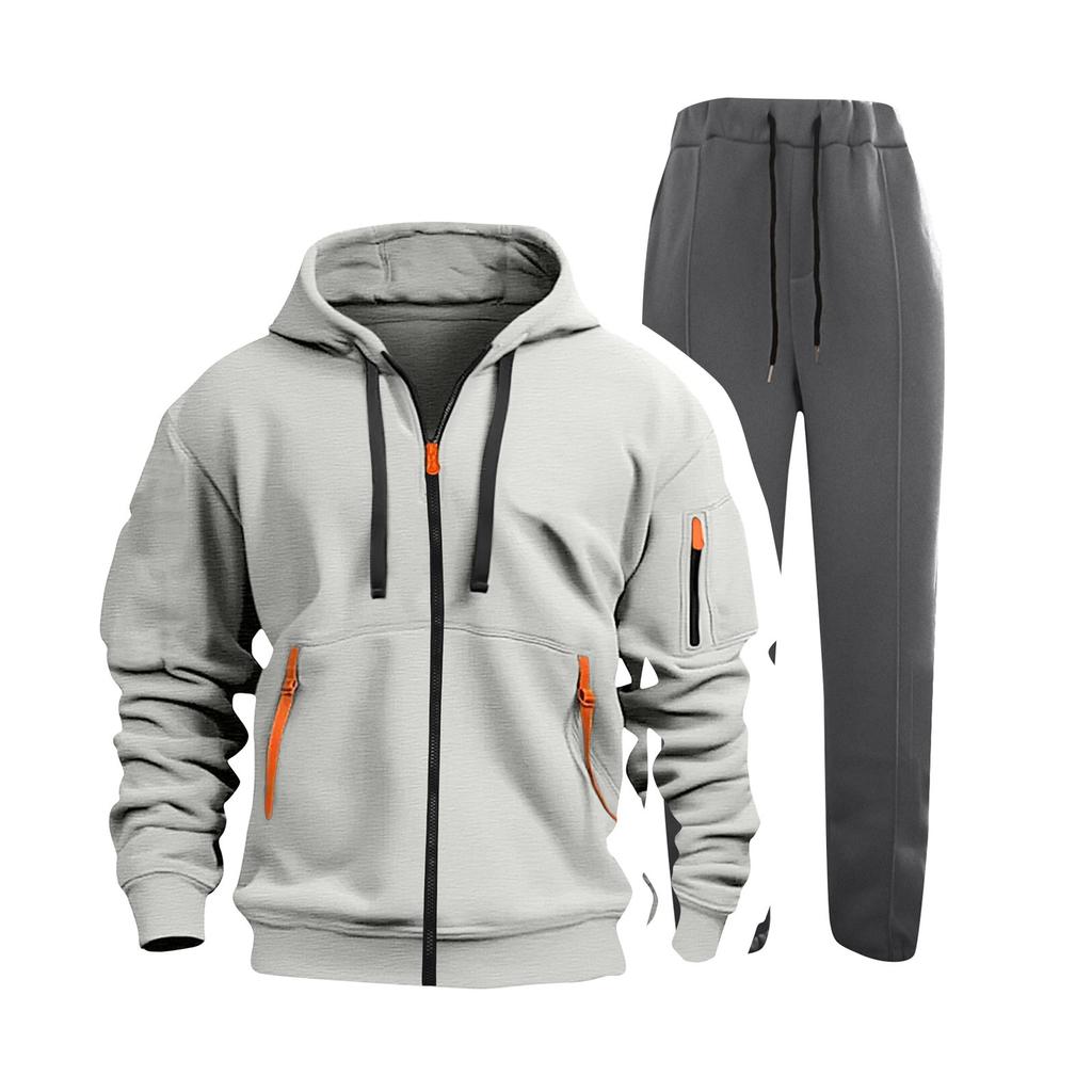 Мужской однотонный спортивный костюм из 2 предметов, удобная толстовка с капюшоном, спортивные штаны для занятий йогой и йогой