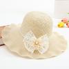 Breathable Ruffle Sun Hat Adjustable Floppy Bucket Hat Sweet Wide Brim Straw Hat  For Women Girls