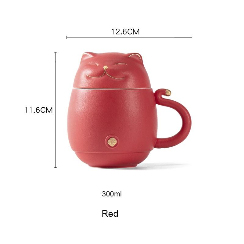 300 мл Милая керамическая кружка с котиком Креативная офисная чашка с крышкой и фильтром Чайная чашка
