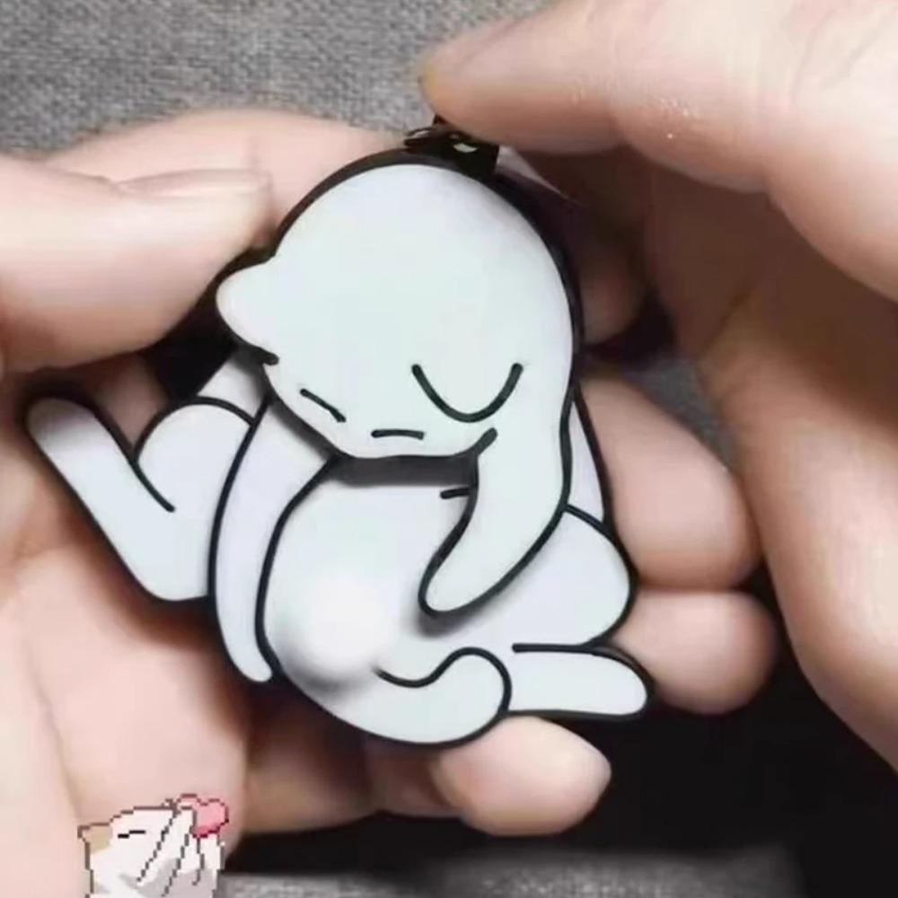 Creative Pull Play Egg Cat Keychain Fidget Toys Cute Funny Rotatable Acrylic Bag Pendant for Women Keyring Purse Bag Accessory