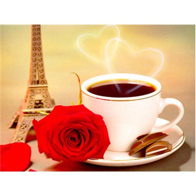 Diy 5D Алмазная картина Кофейная чашка Узор Полный круглый дрель Алмазная вышивка Крестиком