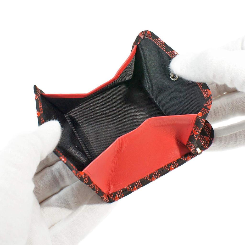 Indenya Inden Wallet Coin Purse Deerskin Takane Fuji Pattern Black X Red Lacquer Mt. 2802-21