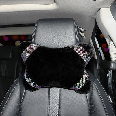 Подушки для шеи в машину с бриллиантовым кристаллом, обе стороны, искусственная кожа, подголовник для снятия головной боли, шикарные автомобильные аксессуары для женщин
