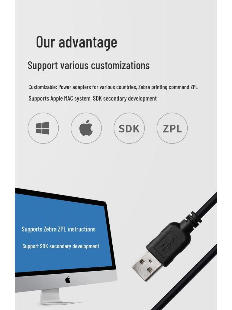 Youku TDL407H Портативный беспроводной Bluetooth 4" термопринтер для этикеток