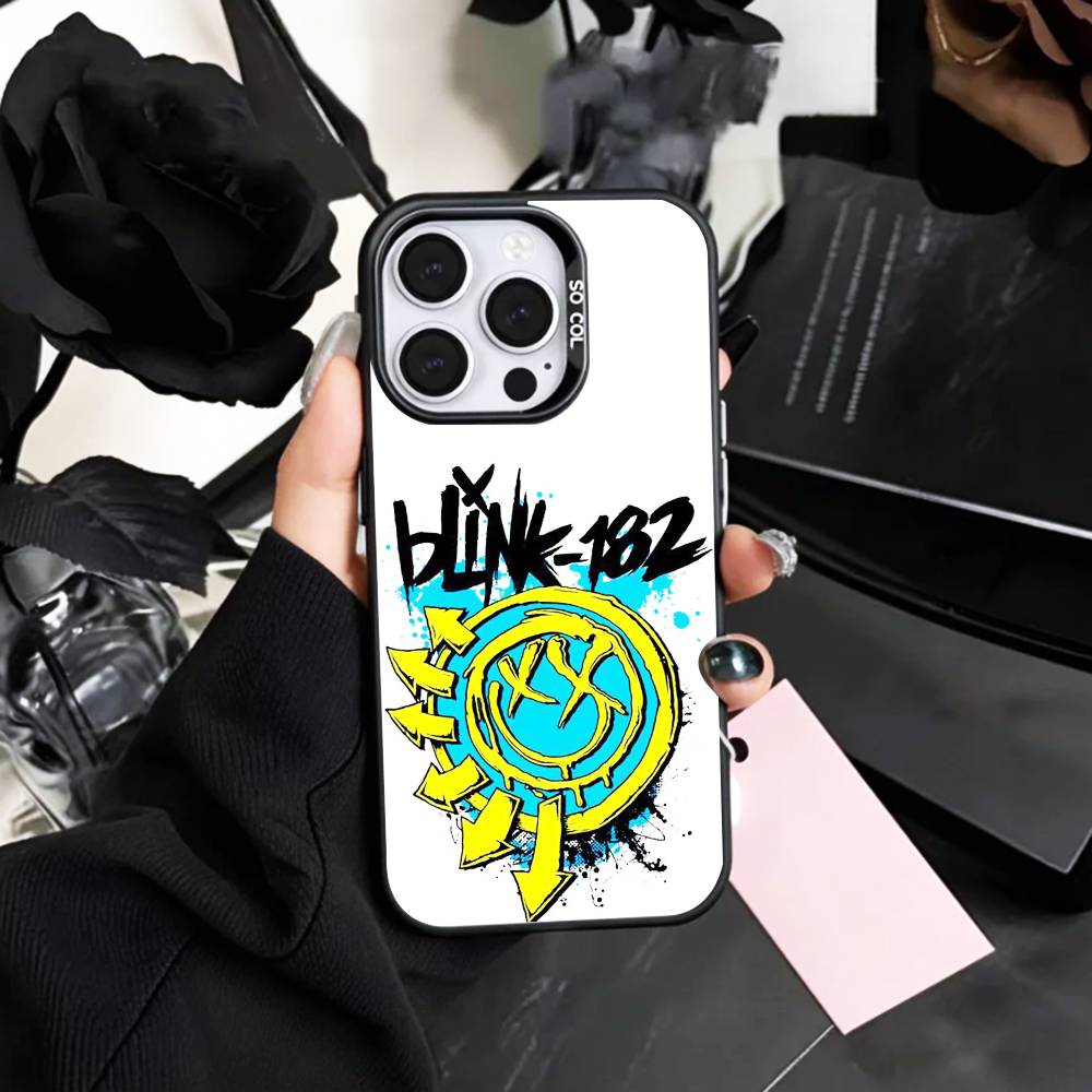 Punk B-Blink-182 B-Band Phone Case For iPhone17,16,15,14,13,12,11 Plus,Pro Max Colored Silver Plated Inside Cover