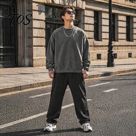 Breathable Workout Apparel Men Long Sleeve Sweatshirt, Loose Fit Pullover Shirt, Solid Outdoor Travel Clothing Color Crew Neck Sweatshirt for