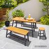 Takasho Mariewood Stool Noir, Natural Eucalyptus MWF, Flower Stand, Garden Chair, Garden Table, Durable Eucalyptus Wood (MWF-26CCG)