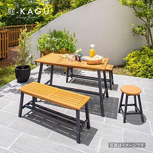 Takasho Mariewood Stool Noir, Natural Eucalyptus MWF, Flower Stand, Garden Chair, Garden Table, Durable Eucalyptus Wood (MWF-26CCG)