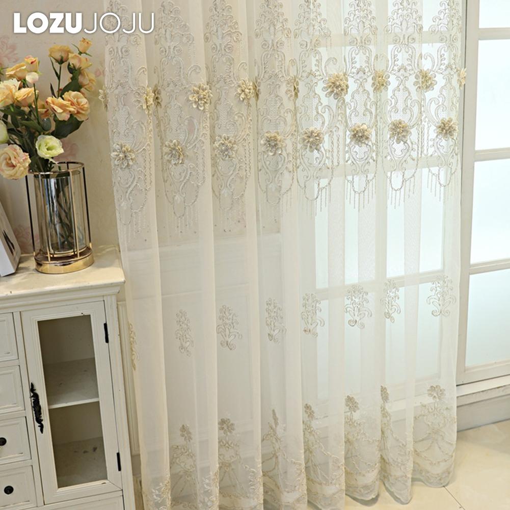 1 шт. LOZUJOJU Элегантная европейская вышитая трехмерная прозрачная штора высотой 260 см, тюль для гостиной, спальни, украшения окон, домашнего декора