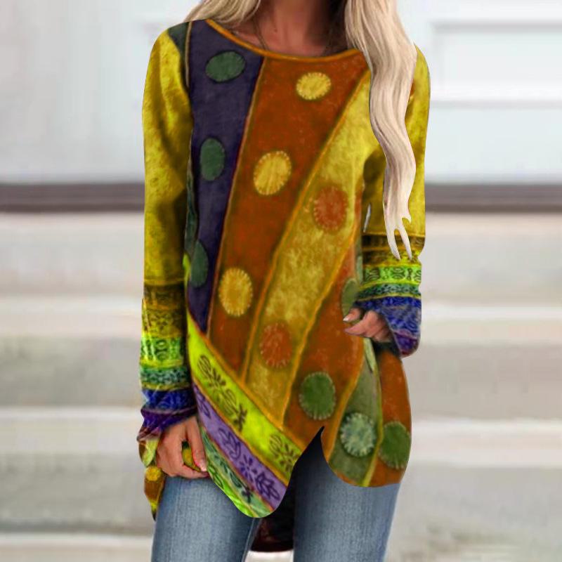 Retro European & American Women's Irregular Loose Long-Sleeve Tops - 2021 Autumn Collection