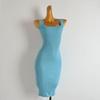 French Style Solid Color Retro Elegant Knit Halter Dress Women's Clothing Silm Slim Looking Mid Length Long Length Hip Split Dress
