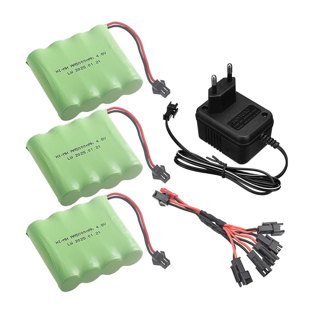 (SM PLUG) 5000mah 4.8V NI-MH Battery With Charger For Rc Toys Cars Tanks Robot Boats Guns NiMH AA 4.8v Rechargeable Battery Pack